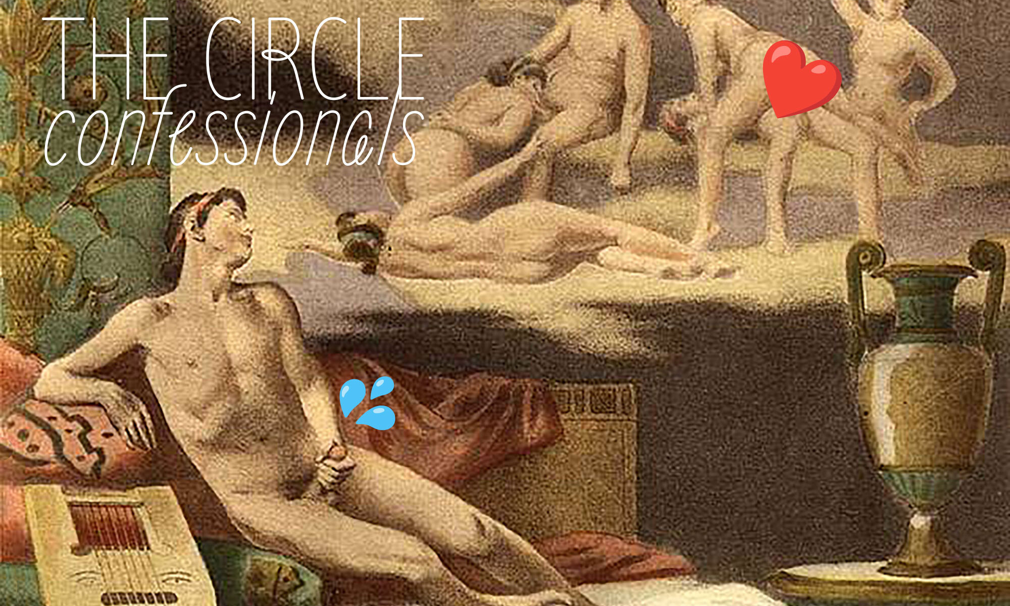 An Edouard Henri Avril artwork of a man masturbating to the idea of a lesbian orgy.