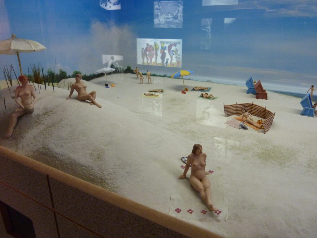 A model of a nude beach highlights the fact you are on display in places like public baths.